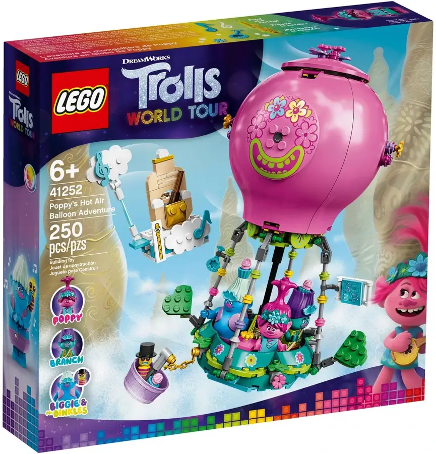 Pudełko zestawu 41252 z serii LEGO® Trolls World Tour™ – przygoda Poppy w balonie