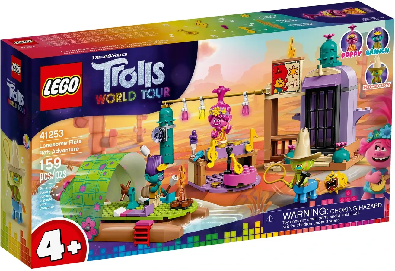 Pudełko zestawu 41253 z serii LEGO® Trolls World Tour™ – Pustkowie i przygoda na tratwie