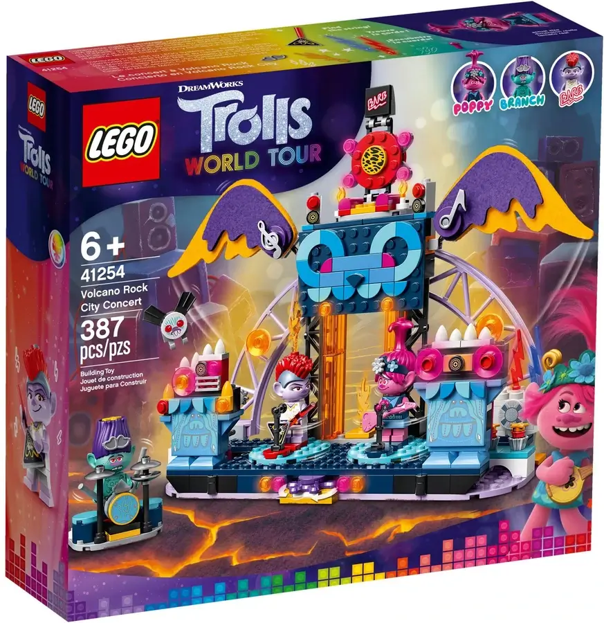 Pudełko zestawu 41254 z serii LEGO® Trolls World Tour™ – koncert w Volcano Rock City