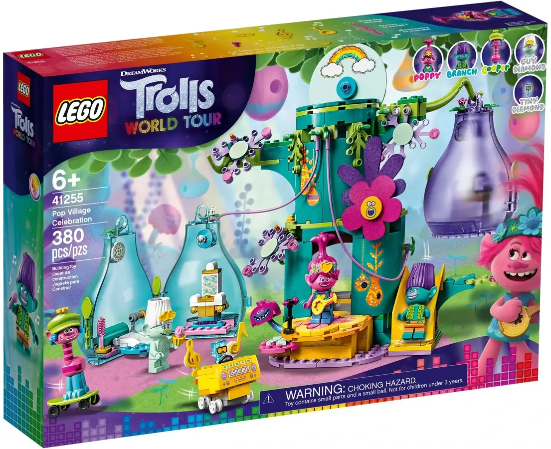 Pudełko zestawu 41255 z serii LEGO® Trolls World Tour™ – Przyjęcie w popowej wiosce