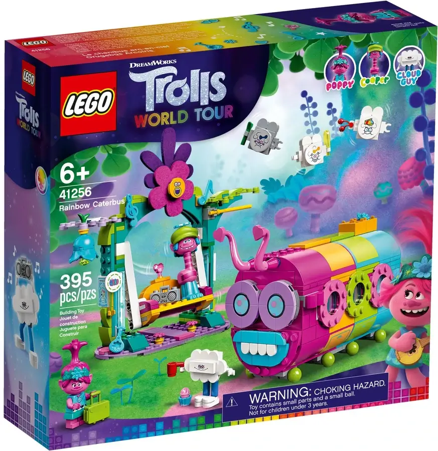 Pudełko zestawu 41256 z serii LEGO® Trolls World Tour™ – Tęczowy gąsienicowóz