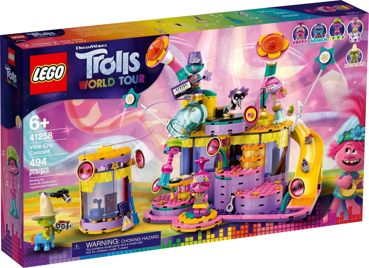 Pudełko zestawu 41258 z serii LEGO® Trolls World Tour™ – Vibe City koncert