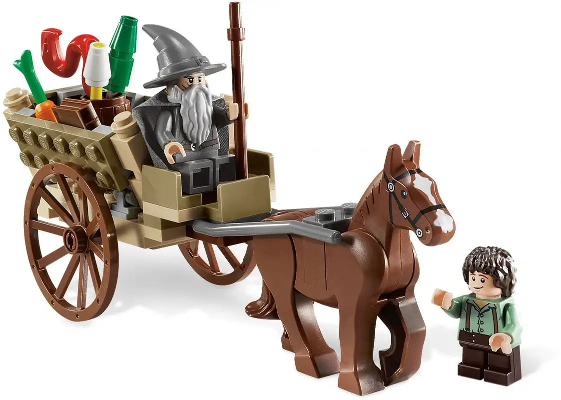 Gandalf przybywa wozem z koniem do Shire z serii LEGO® Władca Pierscieni™