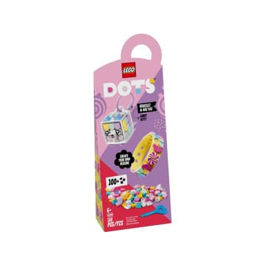 LEGO 41944 DOTS Cukierkowa kicia: bransoletka i zawieszka na torbę – zdjęcie