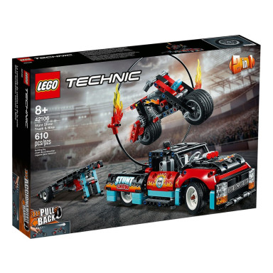 LEGO 42106 Technic Furgonetka i motocykl kaskaderski – zdjęcie