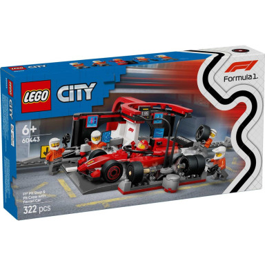 LEGO 60443 City F1 Pit stop i mechanicy z bolidem Ferrari – zdjęcie