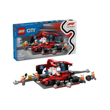 LEGO 60443 City F1 Pit stop i mechanicy z bolidem Ferrari – zdjęcie