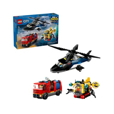 LEGO 60462 City Zestaw z helikopterem, wozem strażackim i łodzią podwodną – zdjęcie