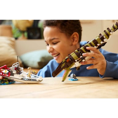 LEGO 76974 Jurassic World Misja na łodzi i model mozazaura – zdjęcie