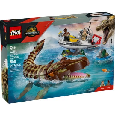 LEGO 76974 Jurassic World Misja na łodzi i model mozazaura – zdjęcie