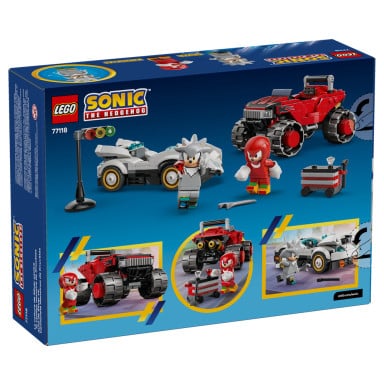 LEGO 77118 Sonic the Hedgehog Silver w samochodzie kontra Knuckles w monster trucku – zdjęcie