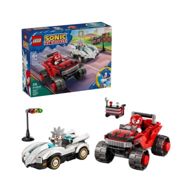 LEGO 77118 Sonic the Hedgehog Silver w samochodzie kontra Knuckles w monster trucku – zdjęcie