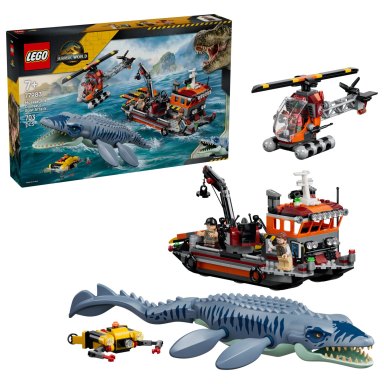 LEGO 77983 Jurassic World Atak mozazaura na łódź – zdjęcie