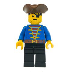 Minifigurka LEGO Pirate - Blue Jacket, Black Legs, Brown Tricorne