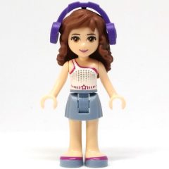 Minifigurka LEGO Olivia - White Top, Sand Blue Skirt, Headphones