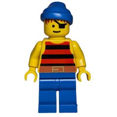 Minifigurka LEGO Pirate - Red/Black Stripes, Blue Legs, Blue Bandana