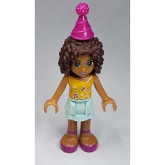 Minifigurka LEGO Andrea - Bright Light Orange Top, Light Aqua Skirt, Magenta Party Hat