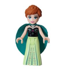 Minifigurka LEGO Anna - Black Vest, Yellowish Green Dress, Dark Turquoise Cape
