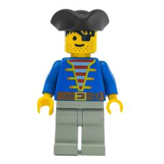 Minifigurka LEGO Pirate - Blue Jacket, Light Gray Legs, Black Tricorne
