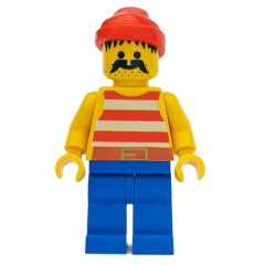 Minifigurka LEGO Pirate - Red Stripes, Blue Legs, Red Bandana, 3626a