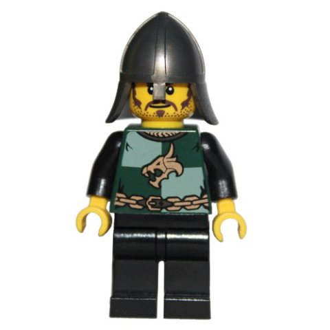 Minifigurka LEGO Dragon Knight, Dark Green, Pearl Titanium Helmet, Stubble