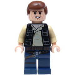 Minifigurka LEGO Han Solo, Black Vest, Dark Blue Legs, Smooth Hair, Cheek Lines