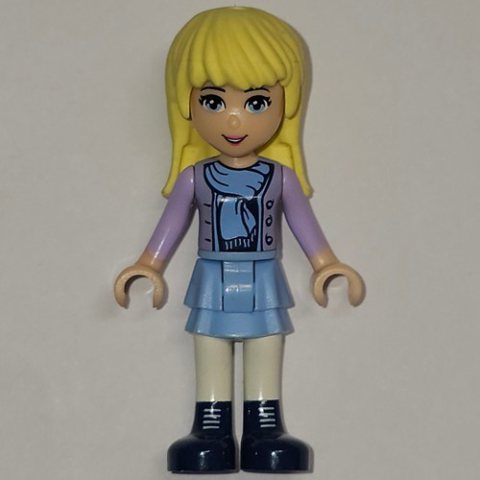 Minifigurka LEGO Stephanie - Lavender Jacket, Scarf, Light Aqua Skirt