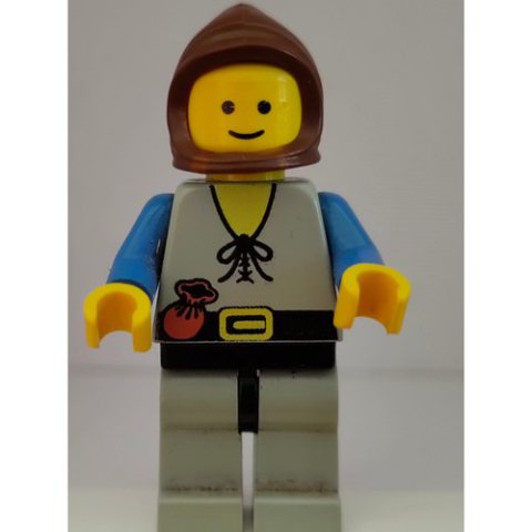Minifigurka LEGO Peasant - Light Gray Legs, Brown Hood