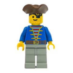 Minifigurka LEGO Pirate - Blue Jacket, Light Gray Legs, Brown Tricorne (3626b Head)