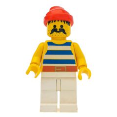 Minifigurka LEGO Pirate - Blue Stripes, White Legs, Red Bandana, 3626a