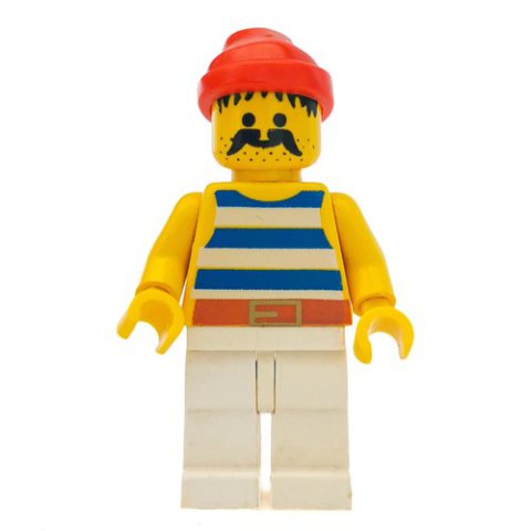 Minifigurka LEGO Pirate - Blue Stripes, White Legs, Red Bandana, 3626a