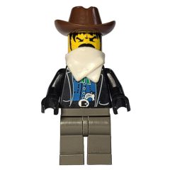 Minifigurka LEGO Bandit - Western, Black Jacket, White Handkerchief, Brown Hat
