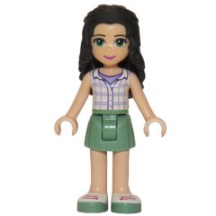 Minifigurka LEGO Emma - White Plaid Top, Sand Green Skirt