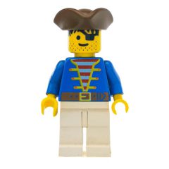 Minifigurka LEGO Pirate - Blue Jacket, White Legs, Brown Bicorne, 3626b