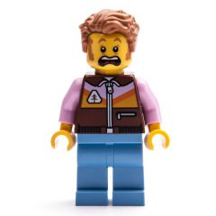 Minifigurka LEGO Man, Reddish Brown Jacket, Medium Blue Legs, Medium Nougat Hair