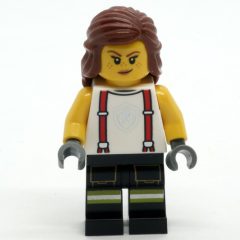 Minifigurka LEGO Firefighter, White Shirt, Black Legs, Reddish Brown Hair