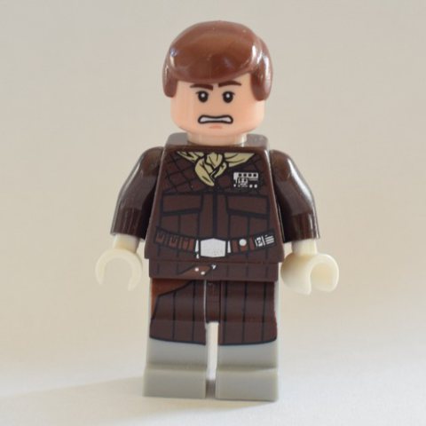 Minifigurka LEGO Han Solo, Hoth Outfit, Dark Brown Jacket with Tan Neckerchief