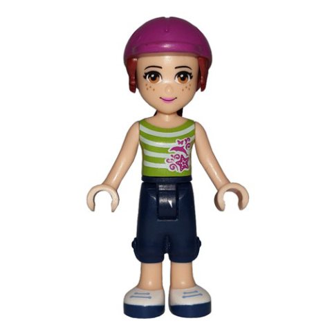 Minifigurka LEGO Mia - White/Lime Top, Dark Blue Trousers