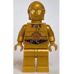 Minifigurka LEGO C-3PO, Pearl Gold, Colorful Wires, Plain Legs