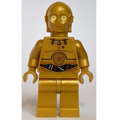 Minifigurka LEGO C-3PO, Pearl Gold, Colorful Wires, Plain Legs