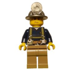 Minifigurka LEGO Miner, Dark Blue Shirt with Harness, Mining Hat, Sweat Drops