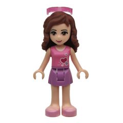 Minifigurka LEGO Olivia - Dark Pink Top, Medium Lavender Skirt, Safety Goggles