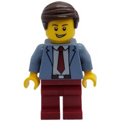 Minifigurka LEGO Man, Sand Blue Jacket, Dark Red Tie and Legs