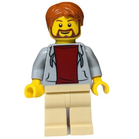 Minifigurka LEGO Light Bluish Grey Torso, Tan Legs, Reddish Brown Hair