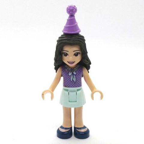 Minifigurka LEGO Emma - Medium Lavender Dotted Top, Light Aqua Skirt, Hat