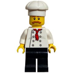 Minifigurka LEGO Chef, Red Neckerchief, Black Legs, Moustache