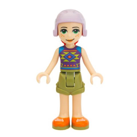 Minifigurka LEGO Mia - Dark Purple Top, Olive Green Skirt, Lavender Helmet