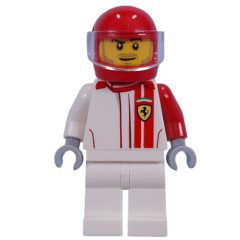 Minifigurka LEGO Race Driver, White Torso, White Legs, Red Helmet, Ferrari