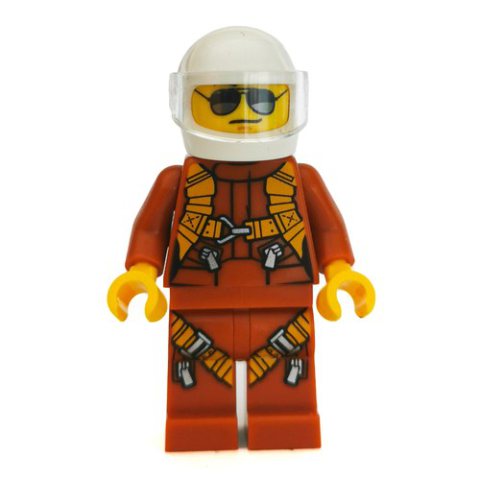 Minifigurka LEGO Pilot - Dark Orange Torso, Dark Orange Legs, White Helmet