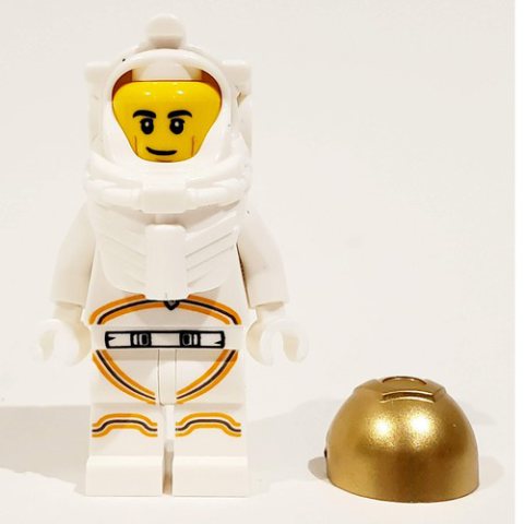 Minifigurka LEGO Astronaut - White Torso and Legs, Orange Trim, Smirk, Black Eyebrows